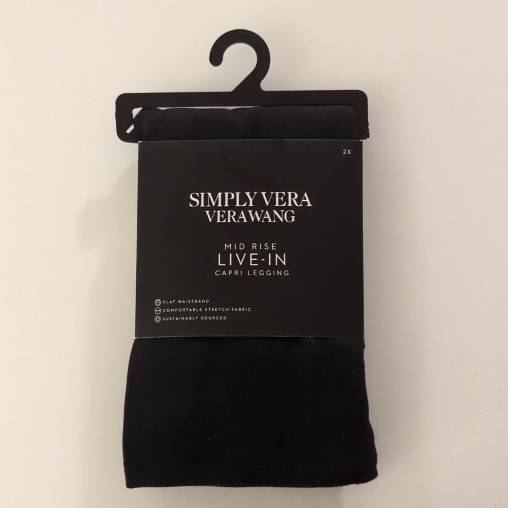 Simply Vera Mid Rise Live-In Capri Leggings Black Size 2X